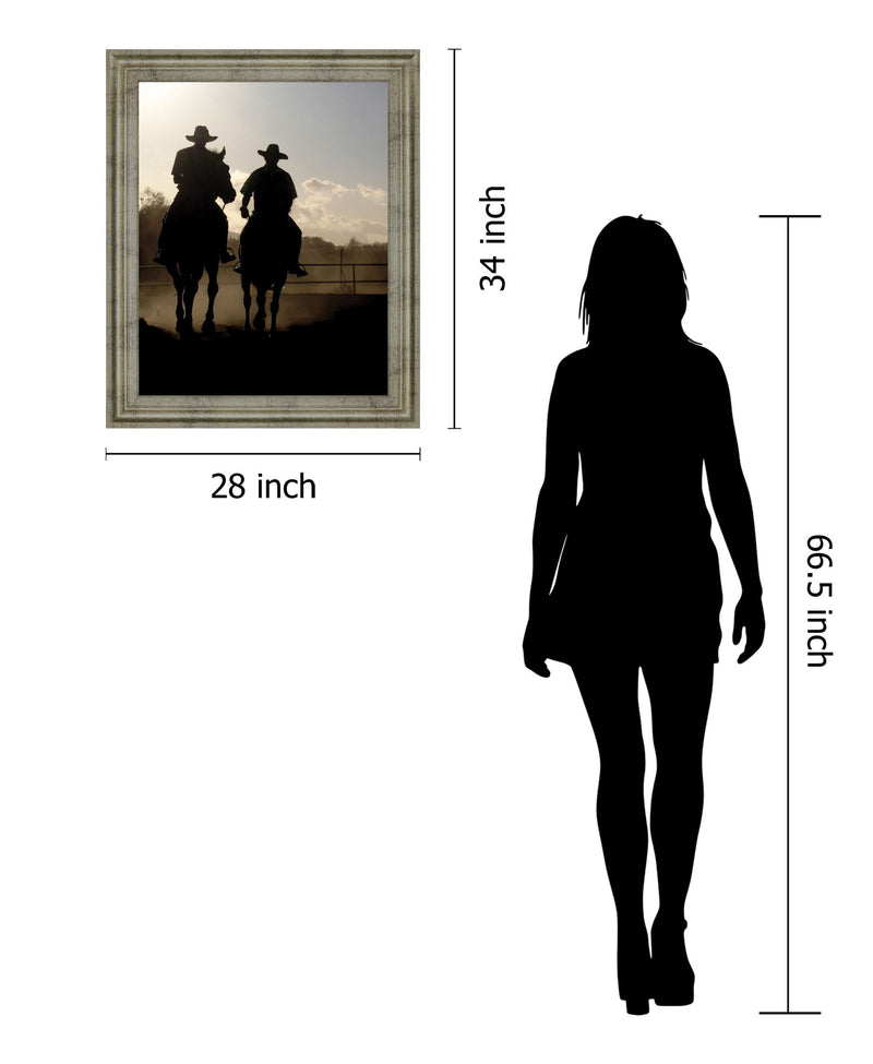 Dust Trail Sundown - 28" x 34" Framed Wall Art - Beige