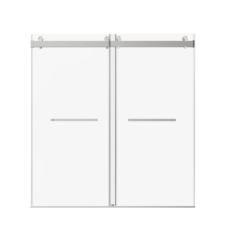 Frameless Double Sliding Soft-Close Shower Door, 3 / 8" (10Mm) Thick SGCC Tempered Glass Door, Matte