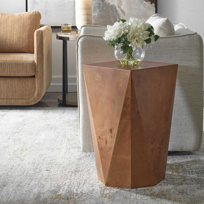 Hughes - Geometric Accent Table - Dark Brown