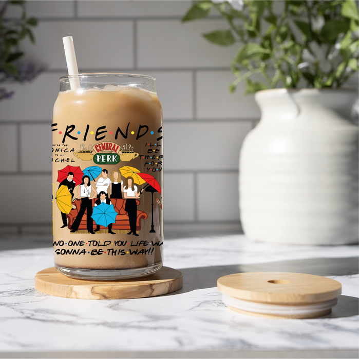 16 oz Iced Coffee Glass Can - FRIENDS INSPIRED COLLAGE
