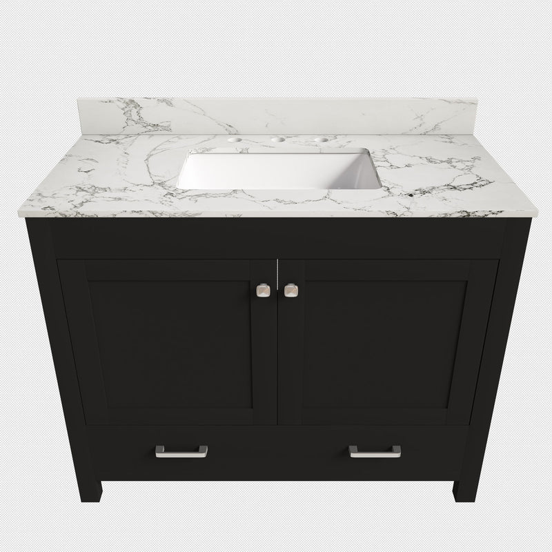 Bathroom Vanity Set, Soft Close Doors, 3 Faucet Holes, Sink Included - Black