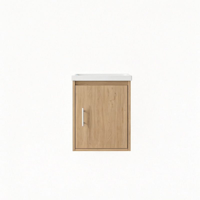 Floating Bathroom Vanity Combo, Wall Mounted Cabinet With Sink & Soft Close Doors For Small Bathrooms
