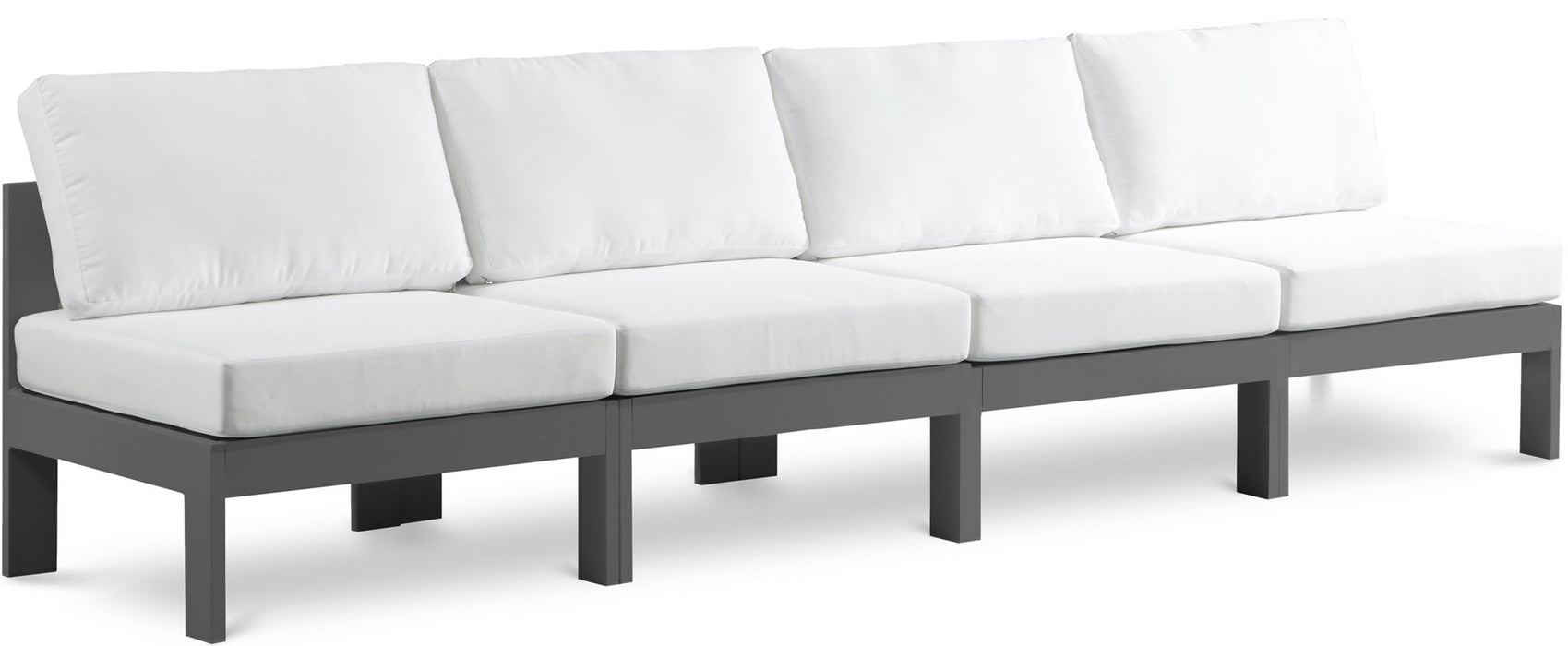 Nizuc - Outdoor Patio 4 Seat Armless Modular Sofa With Gray Frame