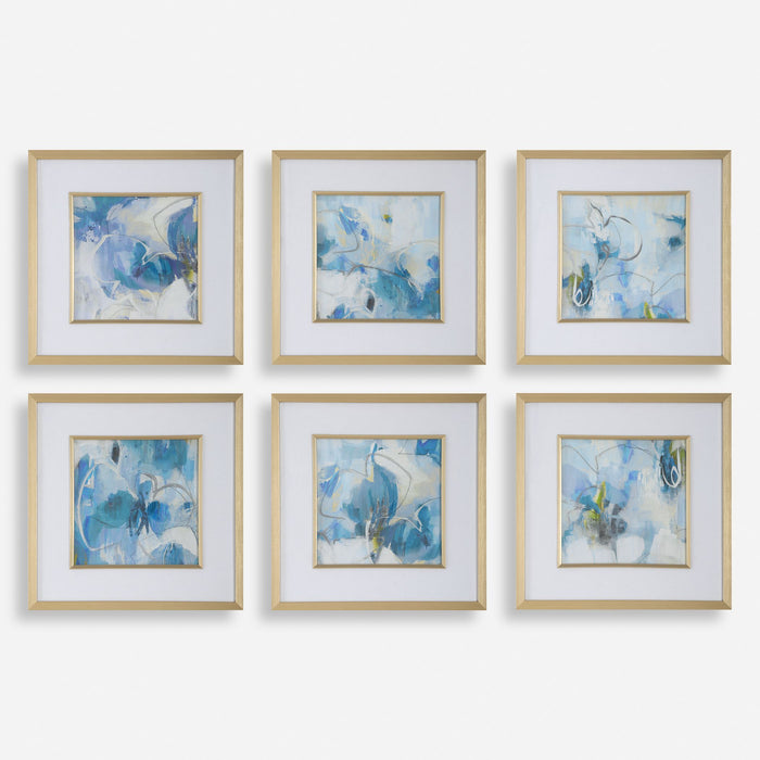 Fresh Start - Blue Abstract Prints (Set of 6)