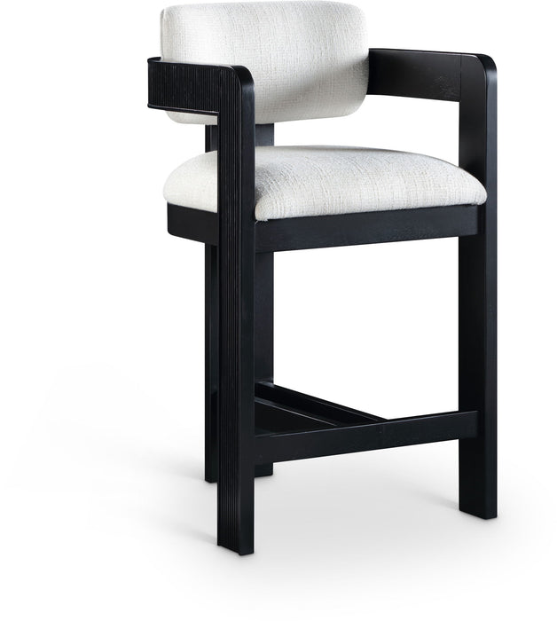 Sacha - Linen Stool With Black Base