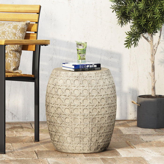 Outdoor Lightweight Concrete Side Table - Antique Yellow