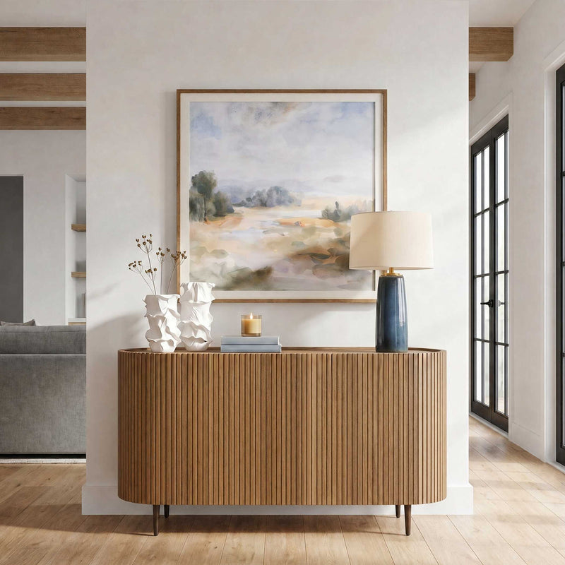Reese - Pleated 2 Door Cabinet - Woodtone