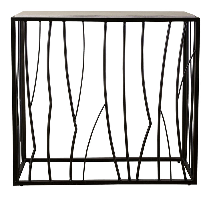 Reed - Travertine Console Table - Black & Light Brown