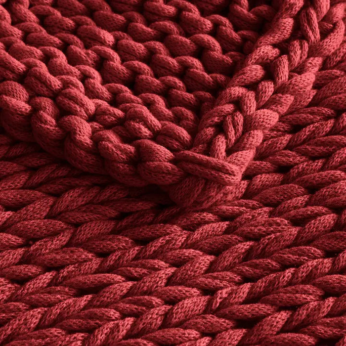 Handmade Chunky Double Knit Throw | 50x60 | Red