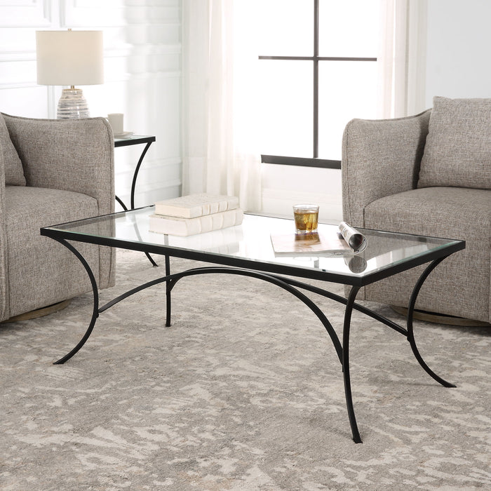 Alayna - Metal & Glass Coffee Table - Black