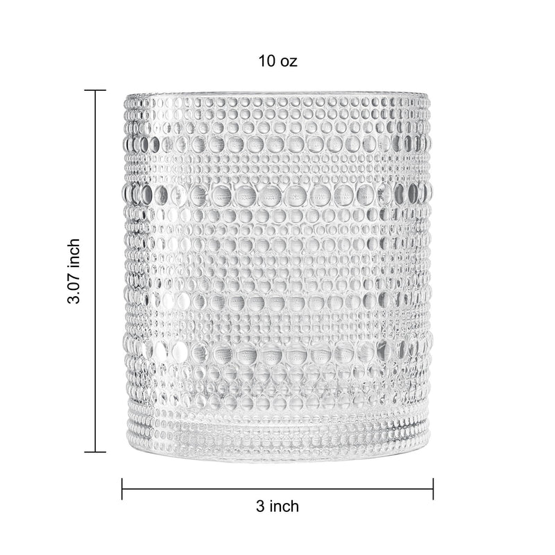 Hobnail Drinking Glasses with Straws |Clear Colors |Set of 6