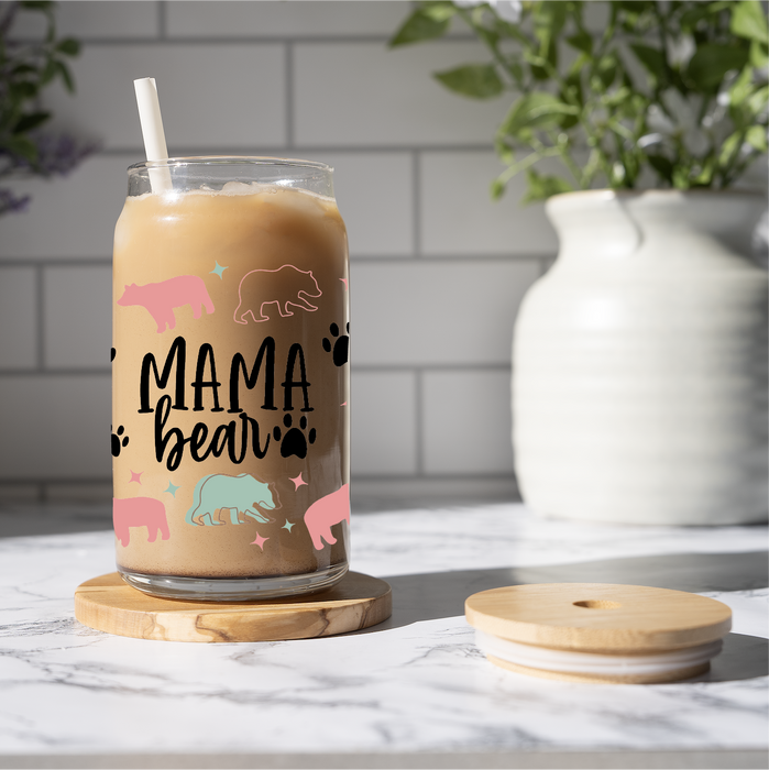 16 oz Iced Coffee Glass Can - MAMA BEAR