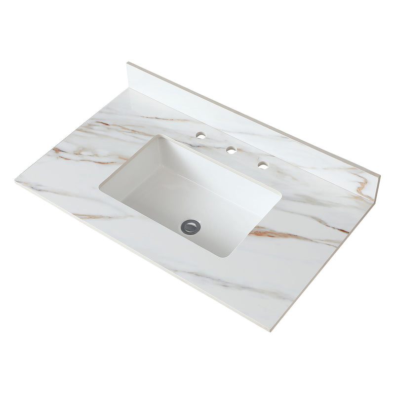 Vanity Top With Undermount Sink And Backsplash, Sintered Stone