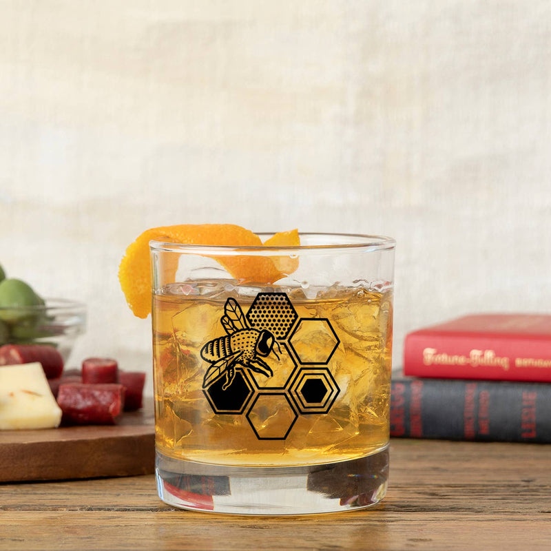 Whiskey Glass | Bee Glass | Rocks Glass | Screen Printed