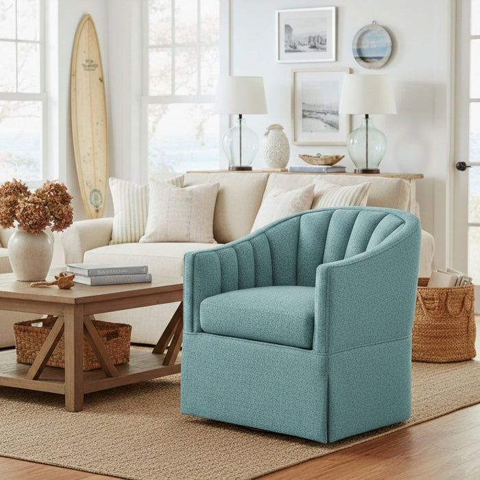Solitude - Skirted Swivel Accent Chair With Hemp Like