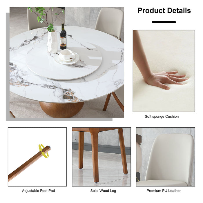 Round Modern Marble Dining Table With Chairs