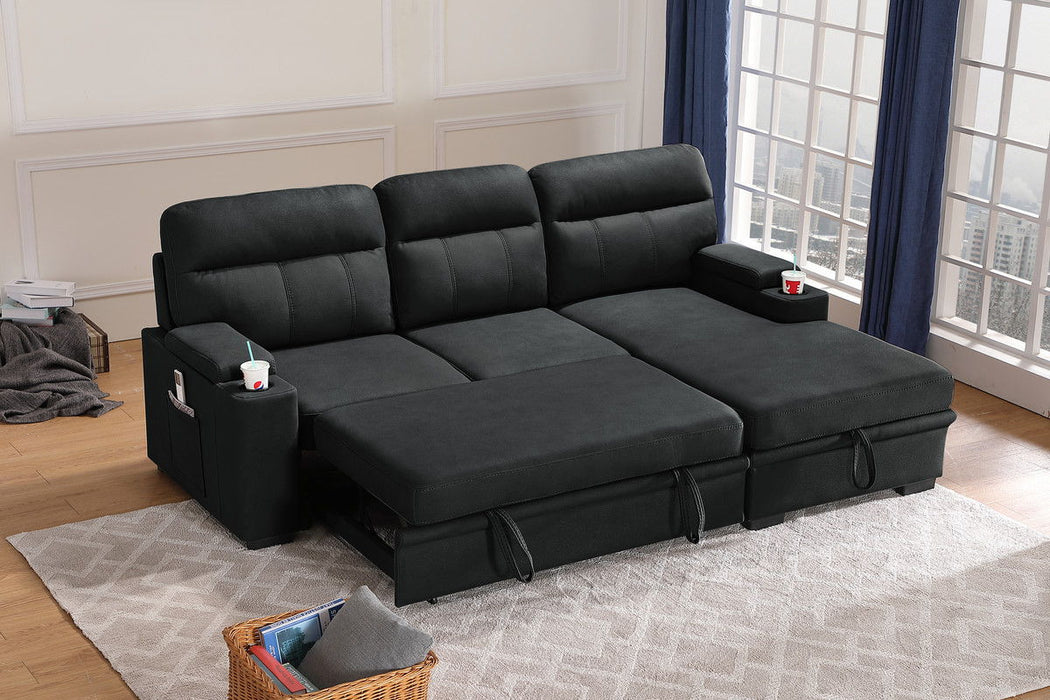 Kaden - Sleeper Sectional Sofa Chaise With Storage Arms And Cupholder