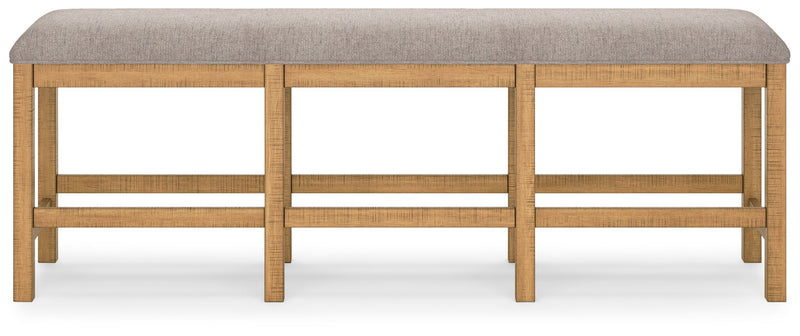 Havonplane - XL Counter Height Upholstered Dining Bench - Brown