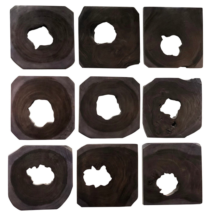 Bahati - Ebony Wood Wall Art (Set of 9) - Black