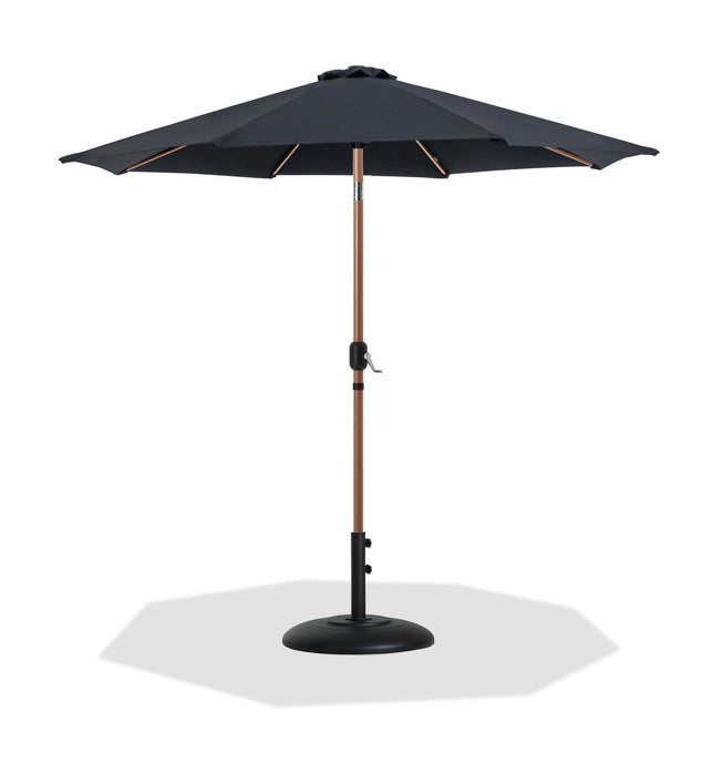 Fiji - Aluminum Patio Umbrella With Round Black And Teak Base