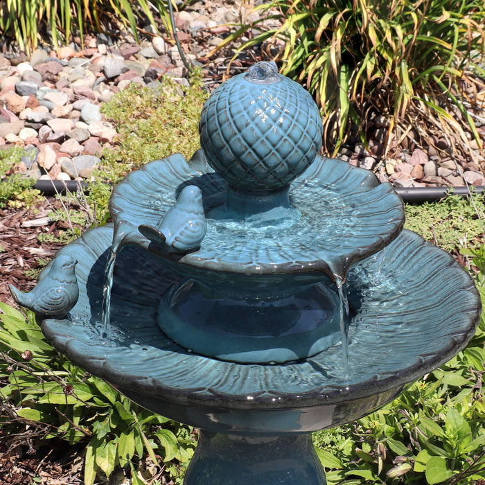 2-Tier Resting Birds Ceramic Water Fountain