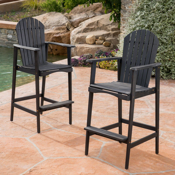 Outdoor Acacia Wood Adirondack Barstools (Set of 2)