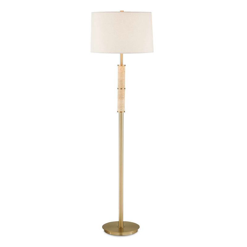 Verlaine - Travertine Floor Lamp - Brass,Gold
