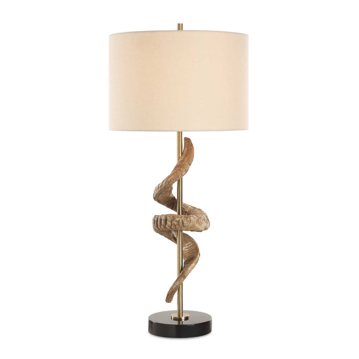 Rams - Horn Table Lamp - Light Brown