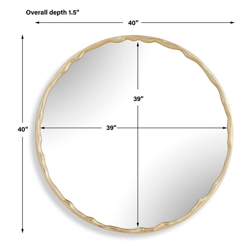 Crinkle - Round Mirror - Brass