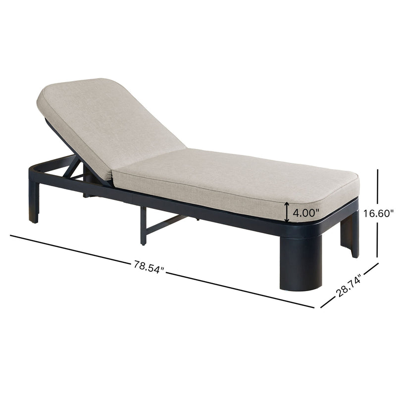 Outdoor Chaise Lounge Set With Side Table, 5 Position Adjustable Patio Recliner