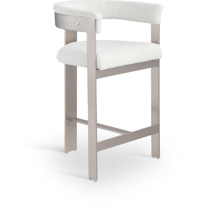 Romeo - Boucle Counter Stool With Silver Base (Set of 2)