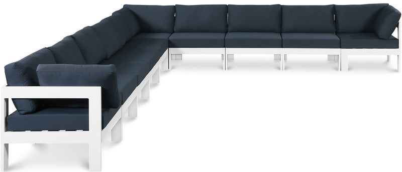 Nizuc - Outdoor Patio 10 Piece Modular Sectional With White Frame