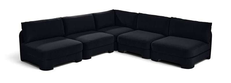 Hammond - Velvet Performance Fabric Upholstered 5 Piece Armless Sectional