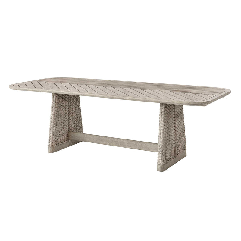 Harbor - Herringbone Indoor-Outdoor Dining Table - Brown