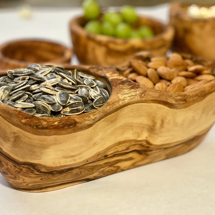 Rustic Olive Wood Nut Bowl