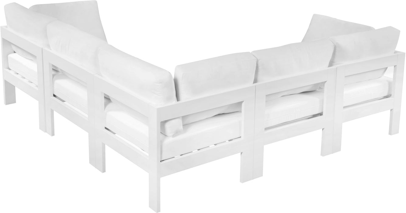 Nizuc - Outdoor Patio 5 Piece Modular Sectional With White Frame