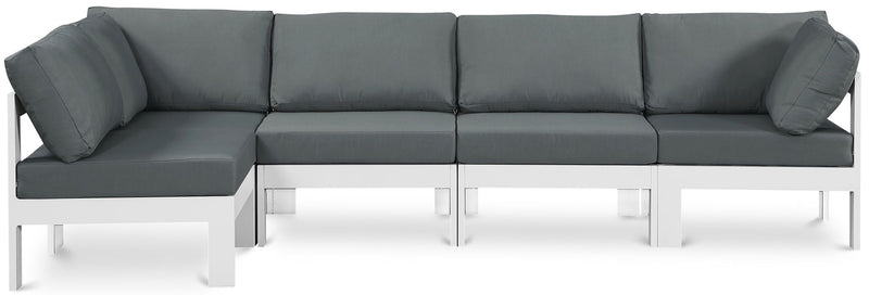 Nizuc - Outdoor Patio 5 Piece Modular Sectional With White Frame