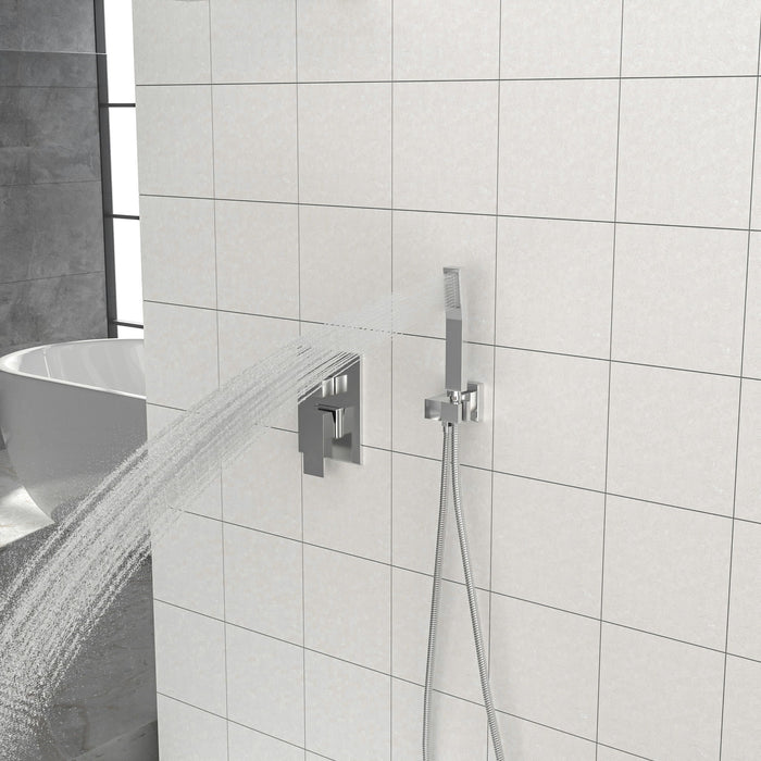 Dual Shower Head System With 12" Square Rain Shower And Rough In Valve