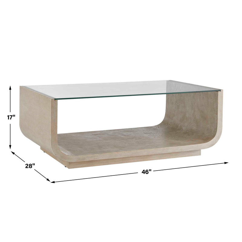 Maeva - Modern Glass Coffee Table - Woodtone