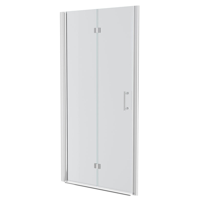 Fold Frameless Shower Door With Tempered Glass - Chrome
