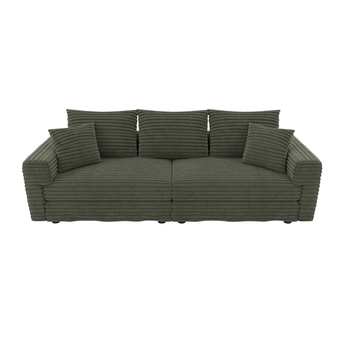 Plush Corduroy 4 Seat Sofa, Modern Comfy Upholstered Sofa Cloud Couch, Deep Seat Couches With Soft Pillows