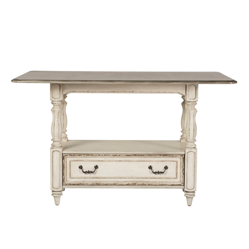 Magnolia Manor - 5 Piece Gathering Table Set - Antique White / Dark Brown