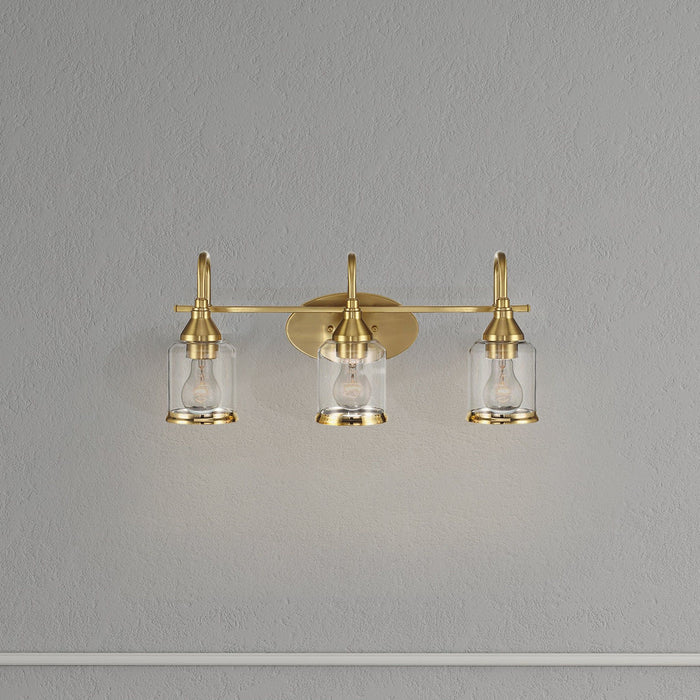 3 Lights Brush Vanity Light - Clear / Gold
