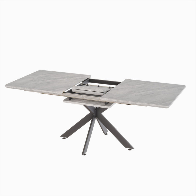 Extendable Dining Table Set With Curved Backrest Upholstered Chairs
