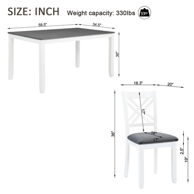 Kitchen Dining Set, Rectangular Dining Table & Upholstered Chairs