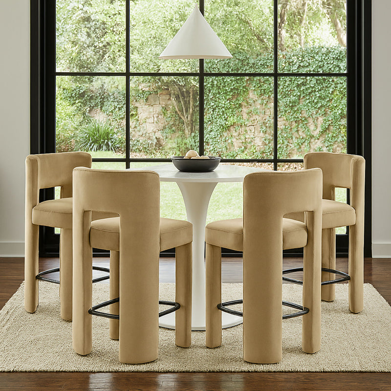 Zuno - Velvet Performance Fabric Upholstered Counter Stool (Set of 2)