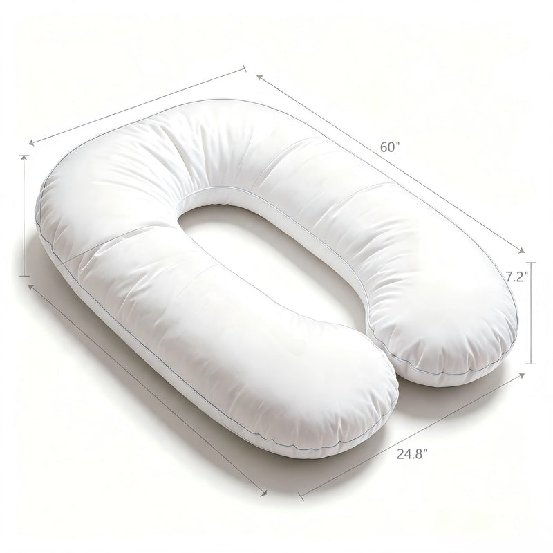 U - Shape Pregnancy Body Pillow For Side Sleeper Support - White