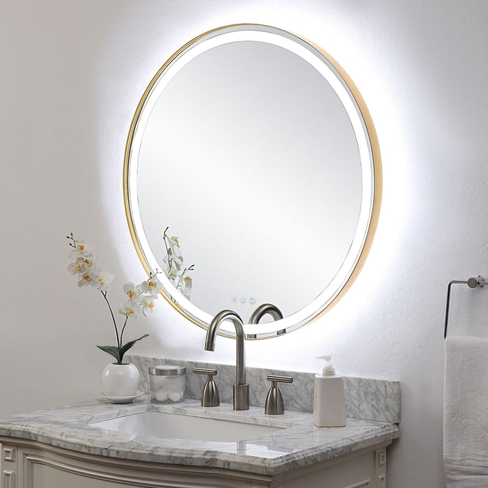 Crofton - Lighted Brass Round Mirror