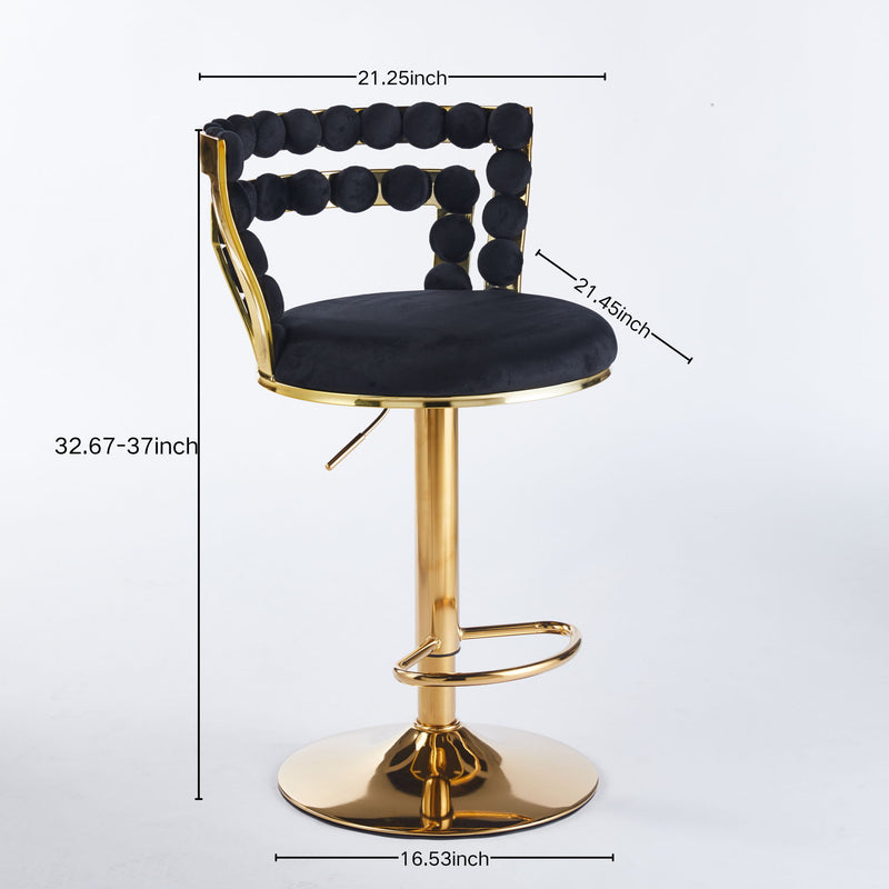 Modern Bar Chair With Iron Tube Legs, Soft Cushions And Comfortable Backrest (Set of 2)