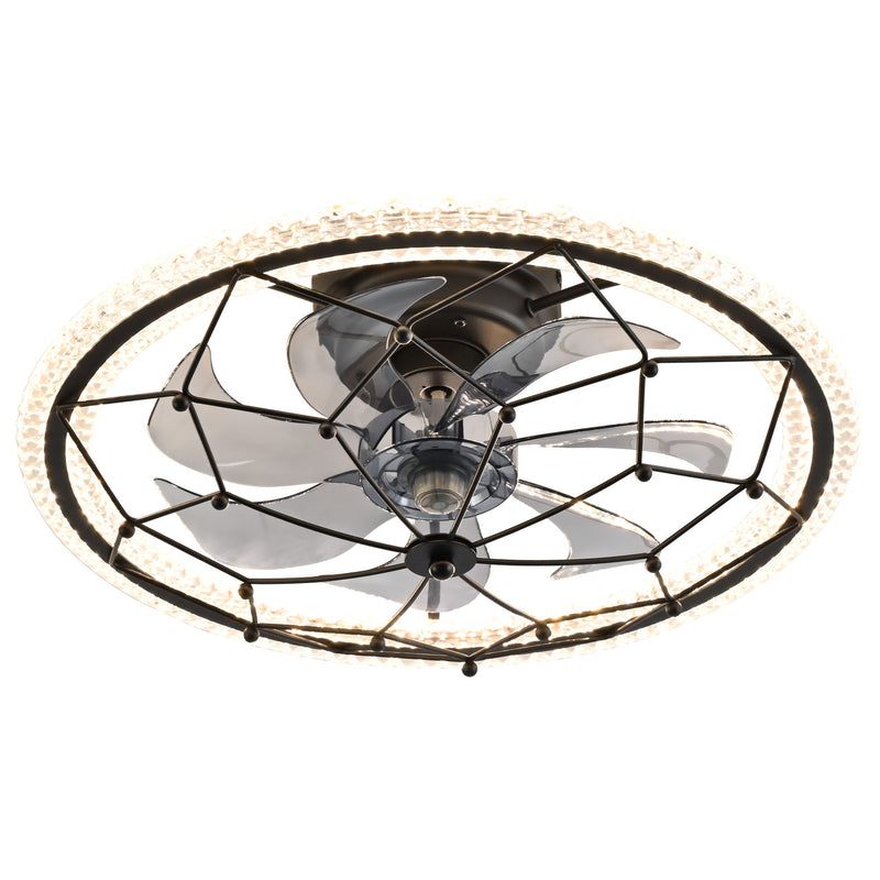 Ceiling Fan With Light And Remote Control, 6 Speeds, 3 Color Options - Matte Black